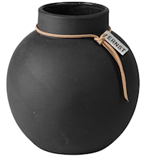 Runde Vase Steingut 14 cm - Dunkelgrau