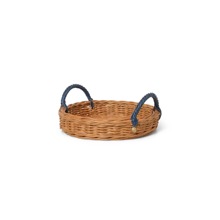Blue Bricka med handtag Ø30 cm Natur/Blå