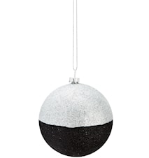 Boule de Noël Glitter argent/noir 8 cm