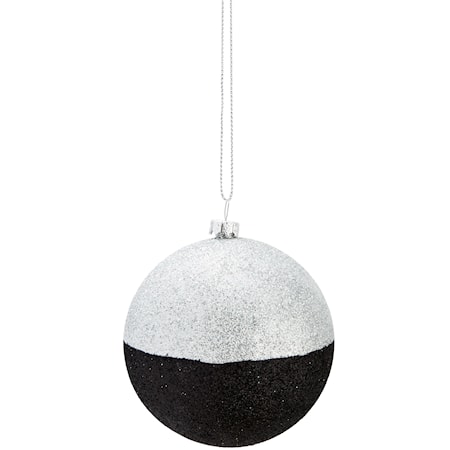 Bola de Navidad Glitter Plata/Negro 8 cm
