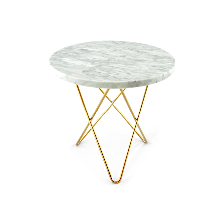 Mini O Table mat Hvid Marmor m/messingramme Ø40 cm
