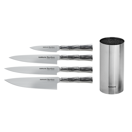 BAMBOO Knivsett 4 kniver + Knivblokk