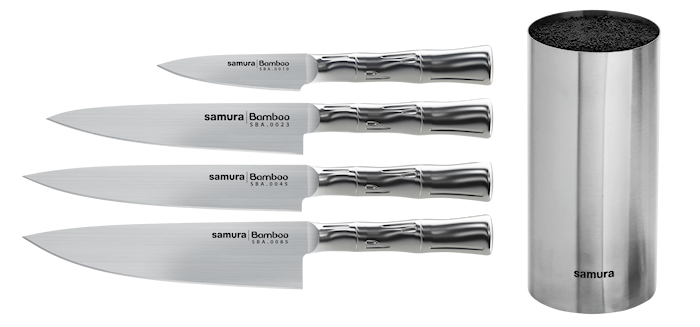 BAMBOO Knivsett 4 kniver + Knivblokk