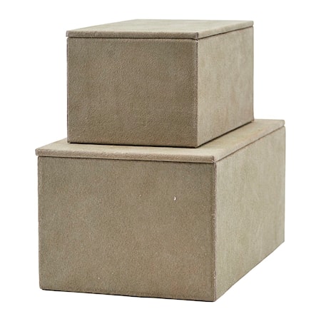 Förvaringslådor Beige Set med 2 st (L: 15 cm w: 9 cm h: 7 cm) (l: 20 cm w: 12 cm h: 9 cm)