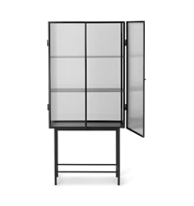 Haze vitrineskap rillet glass svart 70 x 155 cm