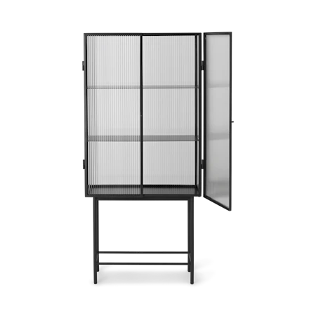 Haze vitrineskap rillet glass svart 70 x 155 cm
