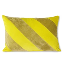 Striped Velvet Cushion yellow/Green 40x60 cm