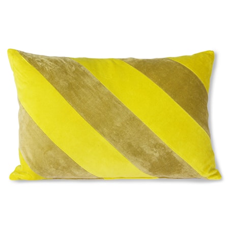 Striped Velvet Cushion yellow/Green 40x60 cm