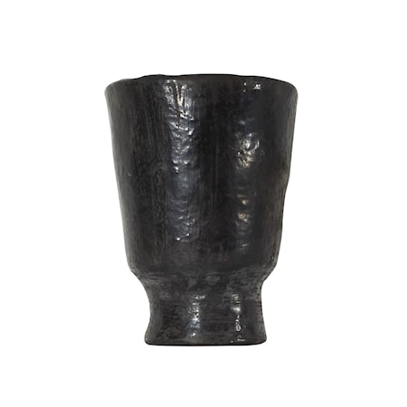 Idris Vase med fod 25 cm Sort/Brun