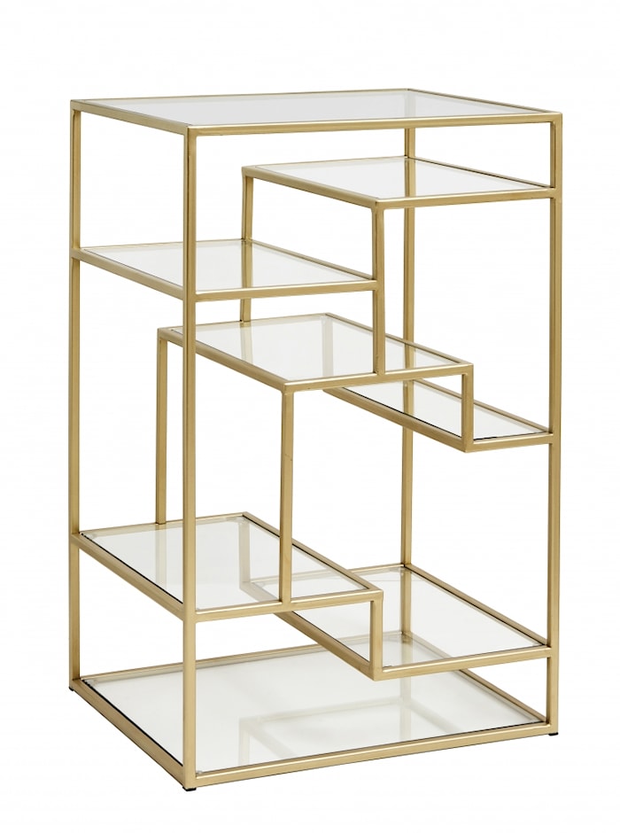 Bookshelf Glass shelves Gold 71x46cm