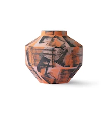 Håndmalt Ceramic Vase Orange/Black