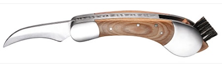 Couteau à champignons Porcino avec manche en hêtre sculpté en boîte cadeau