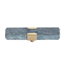 KNOB/HOOK, green marble rectangle, brass