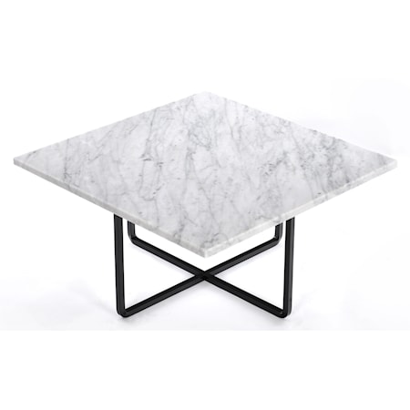 Ninety soffbord - Carrara/svartlackerad metallstomme