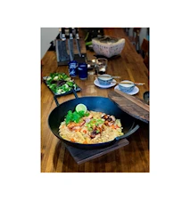 Set in ghisa wok con 2 coperchi + sottopentola Nabe Ø 36 cm