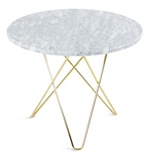 O Table Matbord Mässing/Matt Vit Marmor Ø80