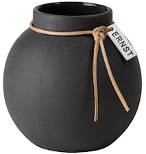 Runde Vase Steinzeug 10 cm - Dunkelgrau