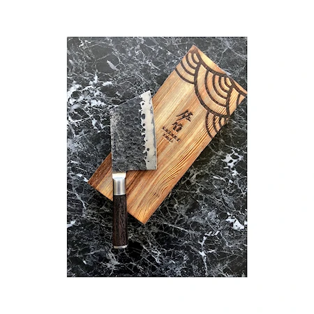Kuro Sakata, couteau hachoir 14 cm lame 67 couches d'acier damassé dans une boîte en bois