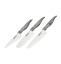 Set de couteaux en céramique INCA 3 pièces blanc