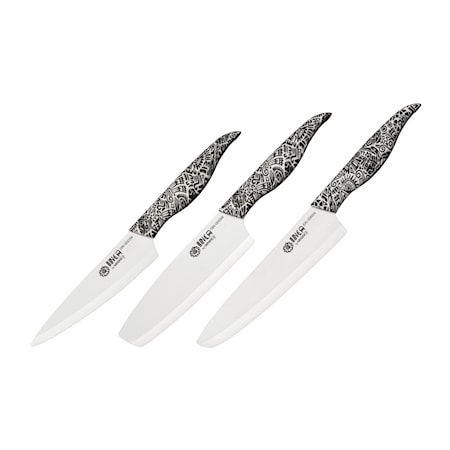 INCA Set of ceramic knives 3 Pieces White