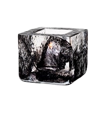 Block Teelichthalter, schwarzes Glas Ø 8,5 cm