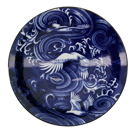 Japonism Crane Menbachi Skål 25,2x7,7 cm Blå