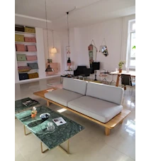 Ninety Table XL - Svart marmor/svartlackerad metallstomme H30 cm