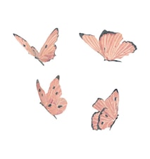 Veggdekorasjon Butterflies 4-pakning Rose