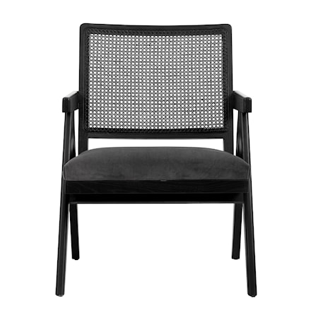 Lænestol Velour Sort/Grå