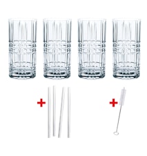 Feel Good Longdrink Glass 44,5 cl 4-pack + Straws