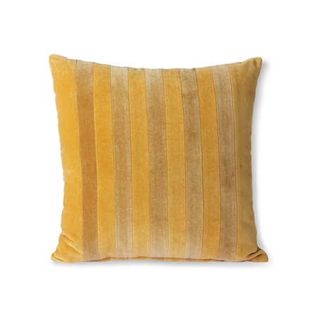 Striped Velvet Cushion Ochre/Gold 45×45 cm