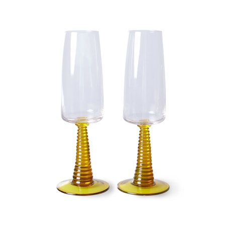 Swirl Champagneglas Set om 2 gul
