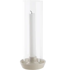 Lysestake Steintøy med glass – Hvit