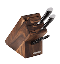 Knife Block Acacia for 5 Knives and Sharpening Stone and Scissors