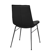 Lowell Matstol Svart Läder/Svart Metall