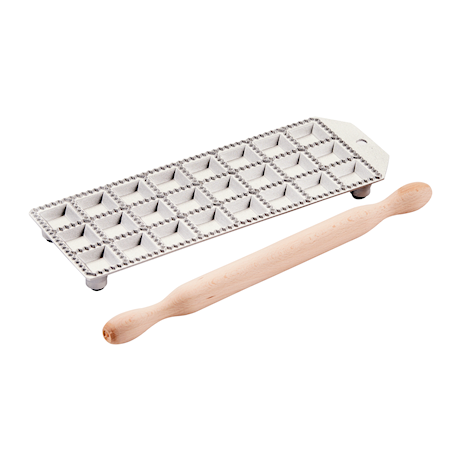 Ravioli Tin with Rolling Pin 24 moulds 26x11 cm