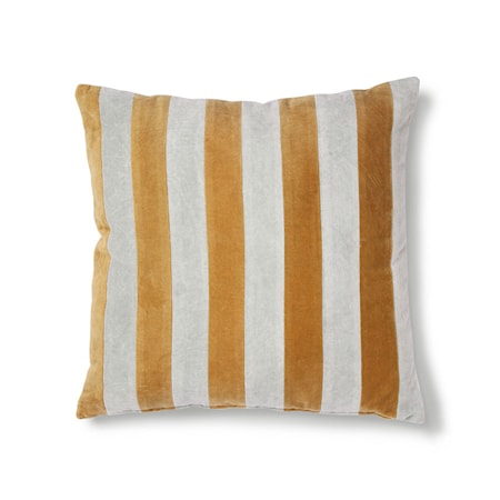 Striped Cushion Velvet Grey/Gold 50x50 cm