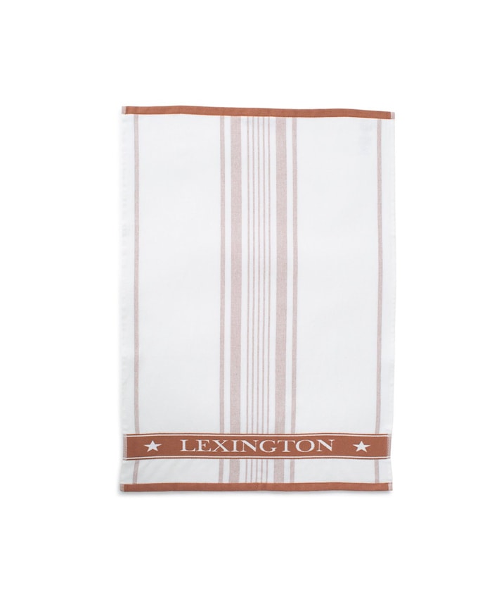 Striped Cotton Kjøkkenhåndkle Hvit/Brun 50 x 70 cm