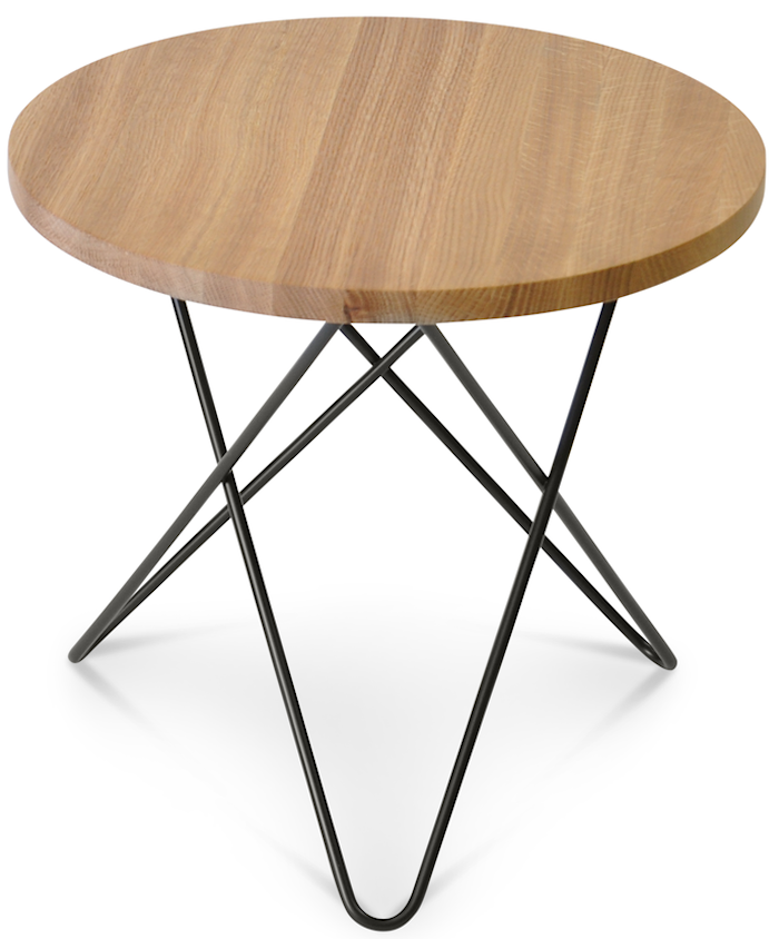 Mini O table wood - Oak, black frame