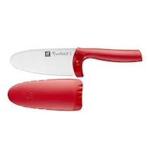 Twinny kokkekniv med fingerbeskyttelse for barn 10 cm rød