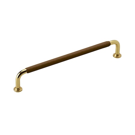 Beslag Design Håndtak 1353 Skinntrukket Brun Messing 20,7 cm