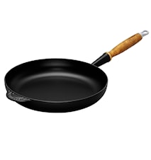 Cast-iron frying pan with wooden handles Matte Black 28 cm