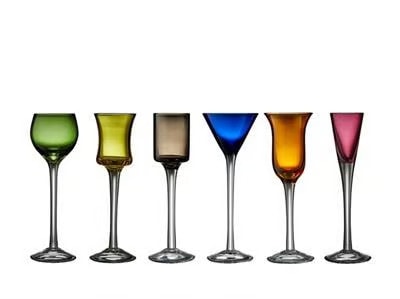 Snapseglas blandede farver 6 stk.