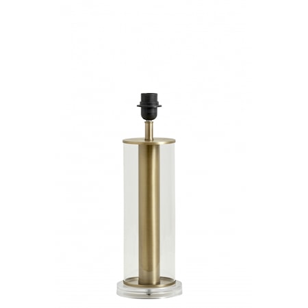 Lampefod Klart Glas m/gulddetalje