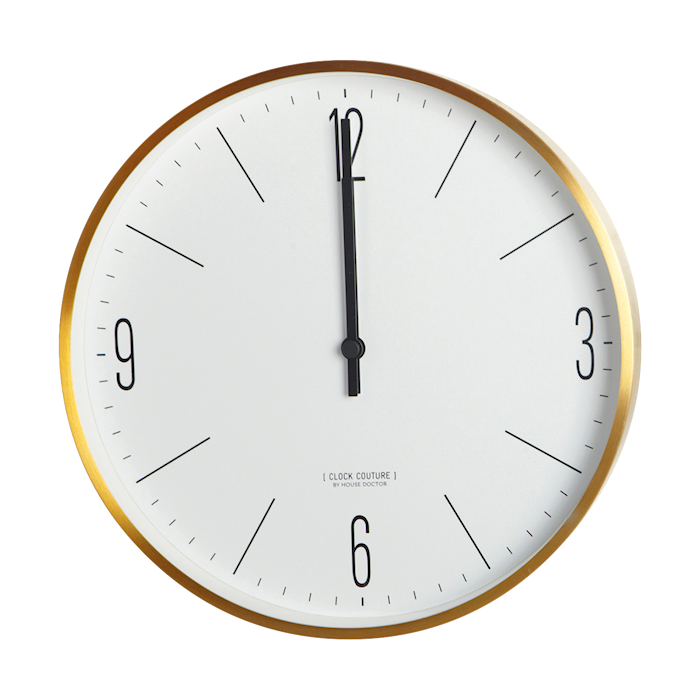 Clock Couture Veggklokke Gull/Hvit 30 cm